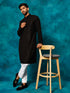 Vastramay Men's Black Rayon Schiffli Kurta