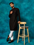 VM By VASTRAMAY Men's Black Rayon Schiffli Kurta And Pant Set