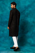 VM By VASTRAMAY Men's Black Rayon Schiffli Kurta And Pant Set