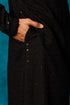 VM By VASTRAMAY Men's Black Rayon Schiffli Kurta And Pant Set