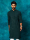 Vastramay Men's Green Rayon Schiffli Kurta