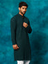 Vastramay Men's Green Rayon Schiffli Kurta