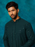 Vastramay Men's Green Rayon Schiffli Kurta
