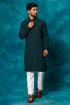 VM By VASTRAMAY Men's Green Rayon Schiffli Kurta And Pant Set