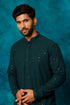 VM By VASTRAMAY Men's Green Rayon Schiffli Kurta And Pant Set