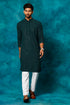 VM By VASTRAMAY Men's Green Rayon Schiffli Kurta And Pant Set