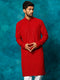 Vastramay Men's Maroon Rayon Schiffli Kurta
