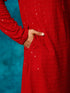 Vastramay Men's Maroon Rayon Schiffli Kurta