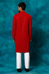 VM By VASTRAMAY Men's Maroon Rayon Schiffli Kurta And Pant Set