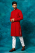 VM By VASTRAMAY Men's Maroon Rayon Schiffli Kurta And Pant Set