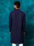 Vastramay Men's Navy Blue Rayon Schiffli Kurta
