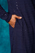 VM By VASTRAMAY Men's Navy Blue Rayon Schiffli Kurta And Pant Set