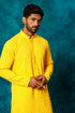 VM By VASTRAMAY Men's Yellow Rayon Schiffli Kurta And Pant Set