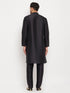 Vastramay Men's Black Silk Blend Kurta and Black Pant Style Pyjama Set