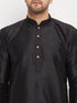 Vastramay Men's Black Silk Blend Kurta and Black Pant Style Pyjama Set