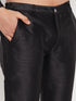 Vastramay Men's Black Silk Blend Kurta and Black Pant Style Pyjama Set