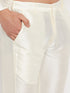 Vastramay Men's Black Silk Blend Kurta and Cream Pant Style Pyjama Set