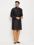 Vastramay Men's Black Silk Blend Kurta and Rose Gold Pant Style Pyjama Set