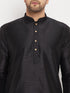 Vastramay Men's Black Silk Blend Kurta and Rose Gold Pant Style Pyjama Set