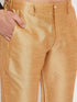 Vastramay Men's Black Silk Blend Kurta and Rose Gold Pant Style Pyjama Set