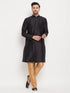 Vastramay Men's Black Silk Blend Kurta and Rose Gold Pant Style Pyjama Set