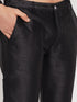 Vastramay Men's Coffee Silk Blend Kurta and Black Pant Style Pyjama Set