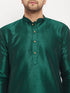 Vastramay Men's Green Cotton Silk Blend Kurta and Rose Gold Pant Style Pyjama Set