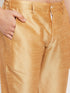 Vastramay Men's Green Cotton Silk Blend Kurta and Rose Gold Pant Style Pyjama Set