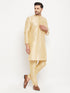 Vastramay Men's Gold Cotton Silk Blend Kurta and Gold Pant Style Pyjama Set