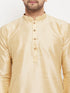 Vastramay Men's Gold Cotton Silk Blend Kurta and Gold Pant Style Pyjama Set