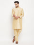 Vastramay Men's Gold Cotton Silk Blend Kurta and Gold Pant Style Pyjama Set