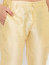 Vastramay Men's Gold Cotton Silk Blend Kurta and Gold Pant Style Pyjama Set With Dupatta