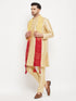 Vastramay Men's Gold Cotton Silk Blend Kurta and Gold Pant Style Pyjama Set With Dupatta