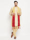 Vastramay Men's Gold Cotton Silk Blend Kurta and Gold Pant Style Pyjama Set With Dupatta