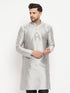 Vastramay Men's Grey Cotton Silk Blend Kurta