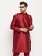 Vastramay Men's Maroon Cotton Silk Blend Kurta