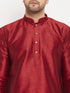 Vastramay Men's Maroon Silk Blend Kurta and Cream Pant Style Pyjama Set