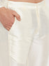 Vastramay Men's Maroon Silk Blend Kurta and Cream Pant Style Pyjama Set