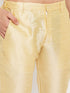 Vastramay Men's Maroon Silk Blend Kurta and Gold Pant Style Pyjama Set