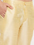 Vastramay Men's Maroon Silk Blend Kurta and Gold Pant Style Pyjama Set With Dupatta
