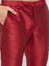 Vastramay Men's Maroon Silk Blend Kurta and Maroon Pant Style Pyjama Set With Dupatta