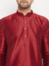 Vastramay Men's Maroon Silk Blend Kurta and Rose Gold Pant Style Pyjama Set