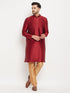 Vastramay Men's Maroon Silk Blend Kurta and Rose Gold Pant Style Pyjama Set