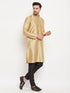 Vastramay Men's Gold Cotton Silk Blend Kurta