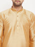 Vastramay Men's Rose Gold Silk Blend Kurta and Maroon Pant Style Pyjama Set