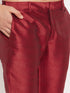 Vastramay Men's Rose Gold Silk Blend Kurta and Maroon Pant Style Pyjama Set