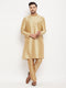 Vastramay Men's Rose Gold Silk Blend Kurta and Rose Gold Pant Style Pyjama Set