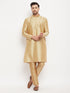 Vastramay Men's Rose Gold Silk Blend Kurta and Rose Gold Pant Style Pyjama Set