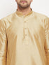 Vastramay Men's Rose Gold Silk Blend Kurta and Rose Gold Pant Style Pyjama Set
