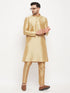 Vastramay Men's Rose Gold Silk Blend Kurta and Rose Gold Pant Style Pyjama Set